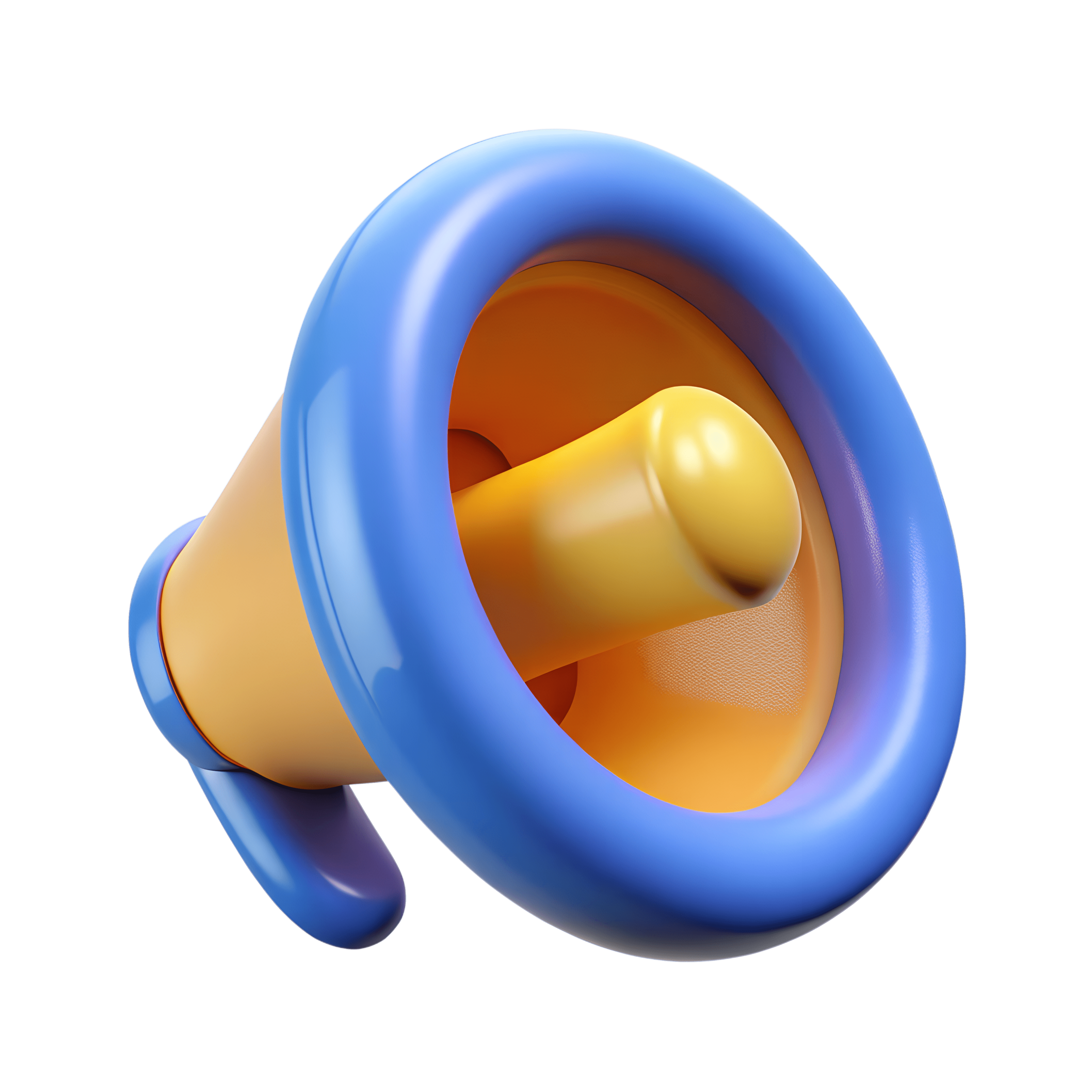 An orange and blue megaphone.