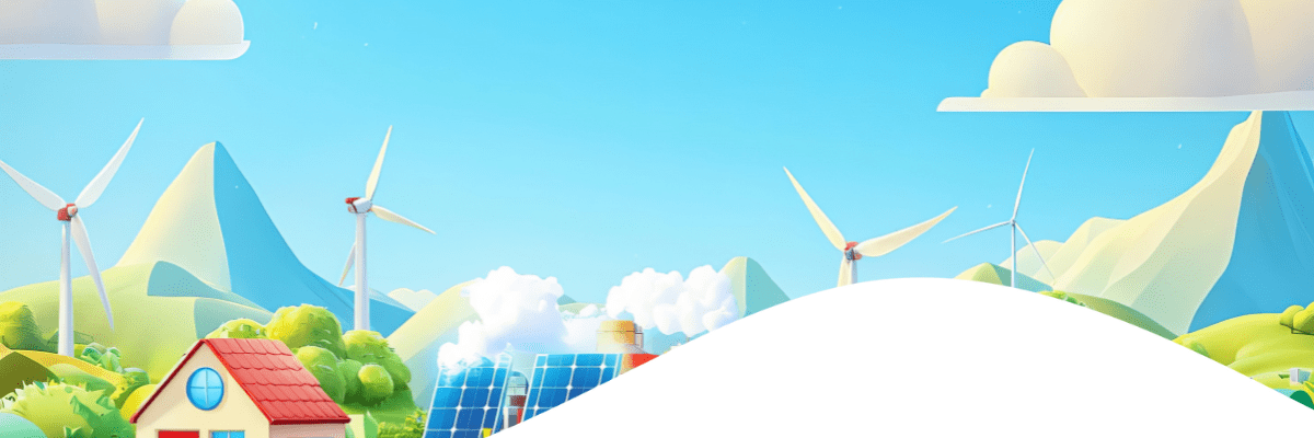 An animated mountain town using renewable energy.